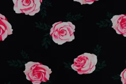 Lycra – Pink roses on black