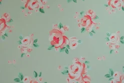 Lycra – Pink roses on light mint