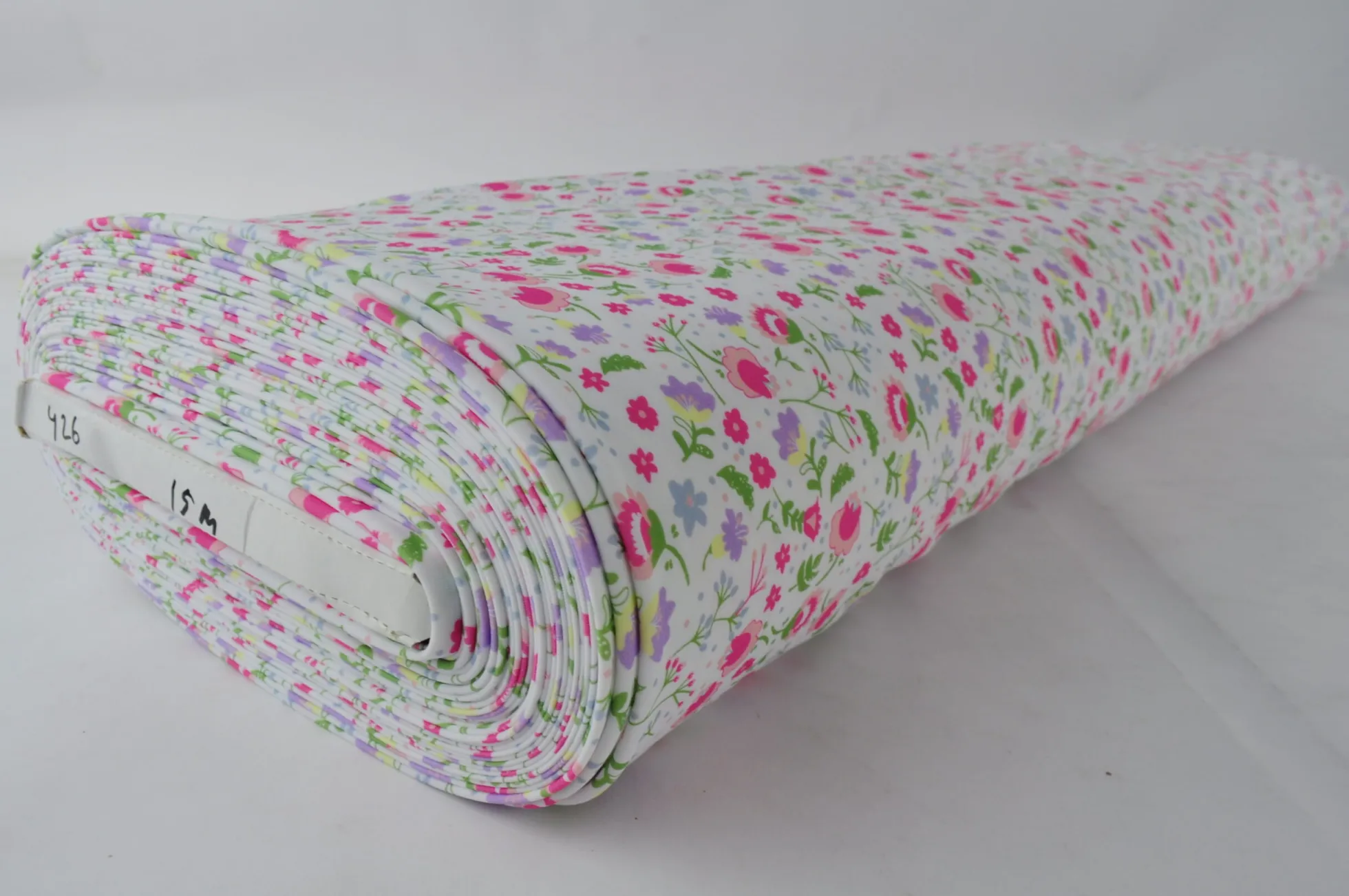 Lycra – Summer flowers on offwhite