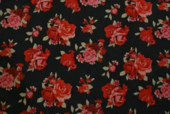 Lycra tule / mesh – Red roses on black