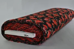 Lycra tule / mesh – Red roses on black