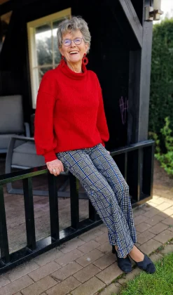 Pantalonstof – Kobaltblauw, zwart en wit geruit