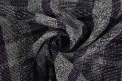 Pantalonstof – Paars geruit melange met linnen