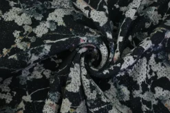 Rib jersey – Cotton plants on dark navy