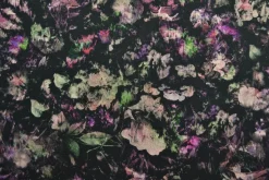 Rib jersey – Old pink and purple flowers on black