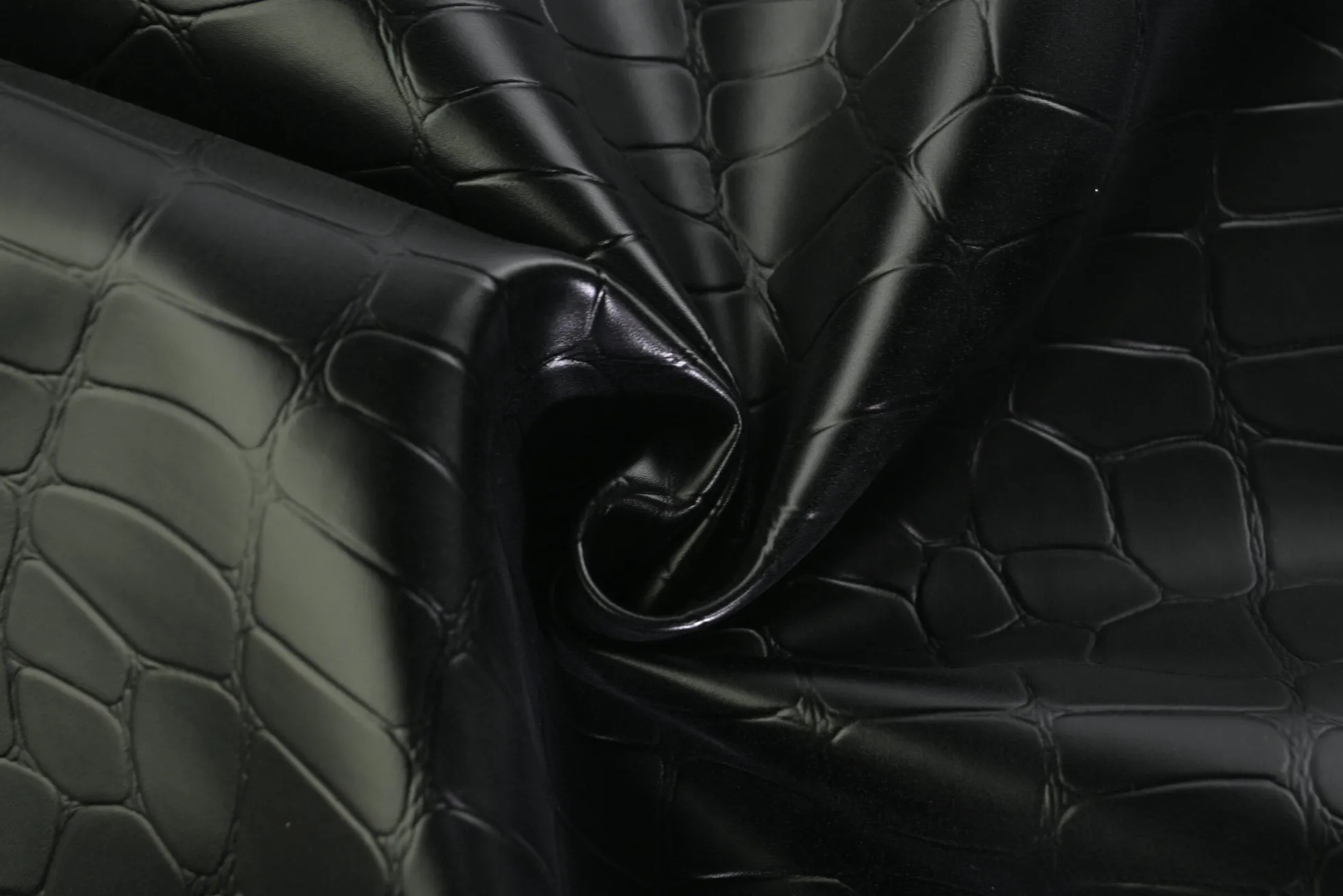 Skai leer – Zwart krokodil look