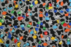 Stretch katoen – Colorful leopard on grey