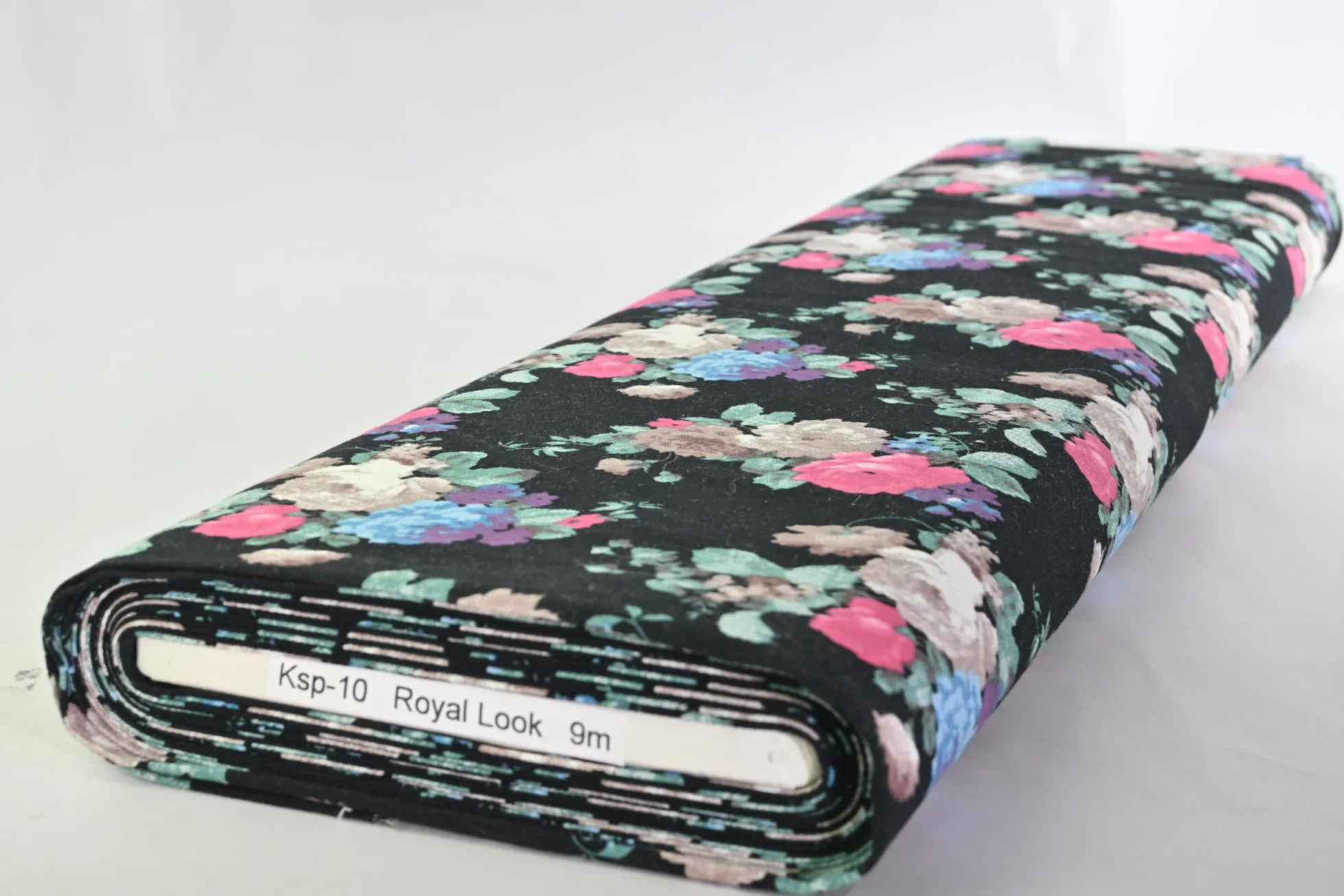 Stretch katoen – Colorful poppy on black