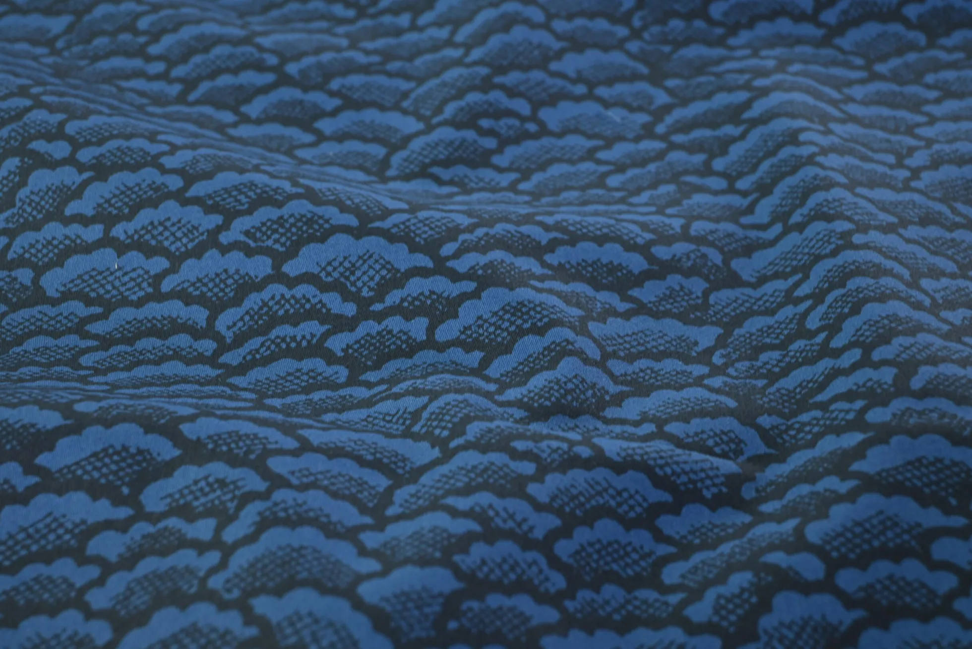 Stretch katoen – Dark blue cloudy