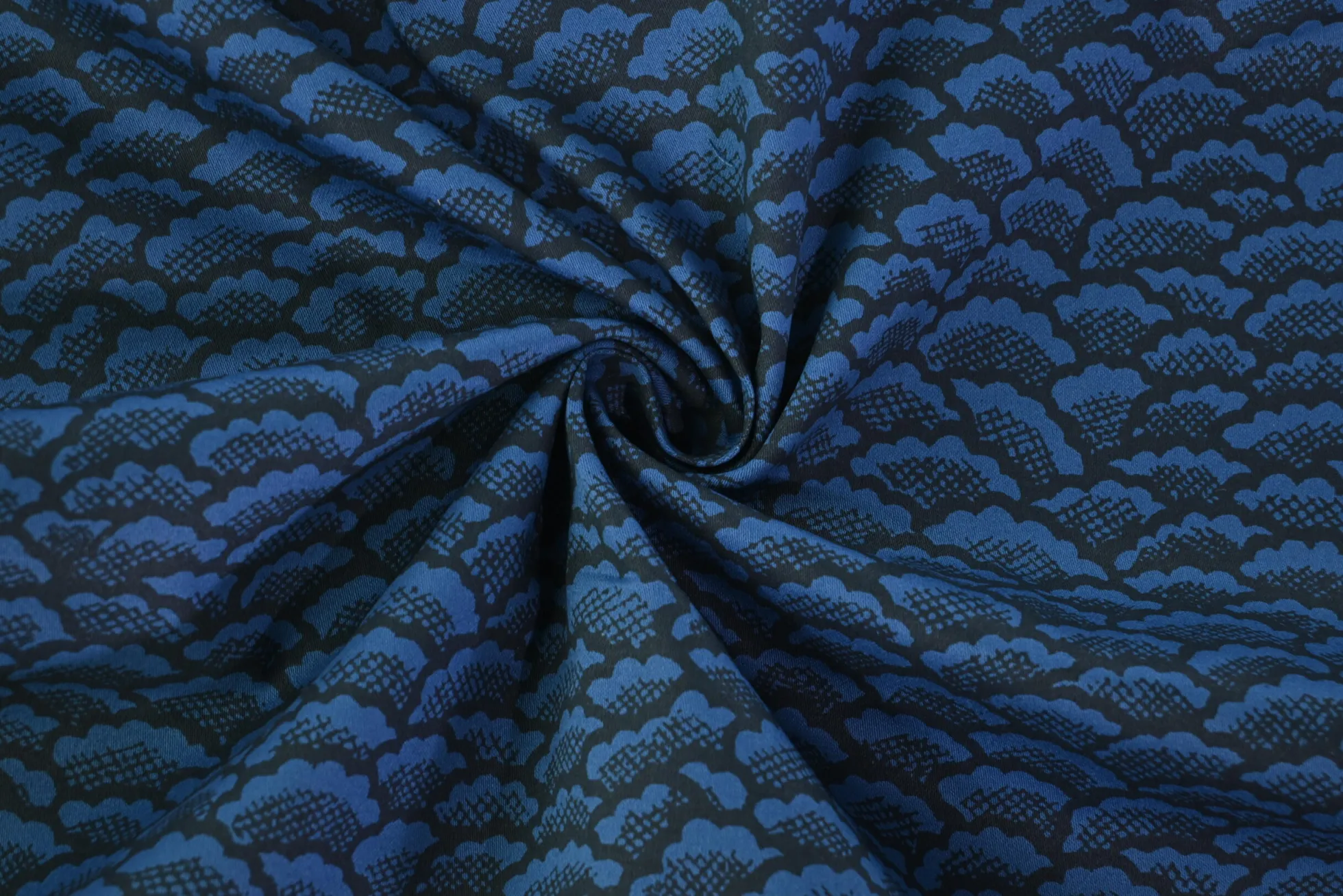 Stretch katoen – Dark blue cloudy