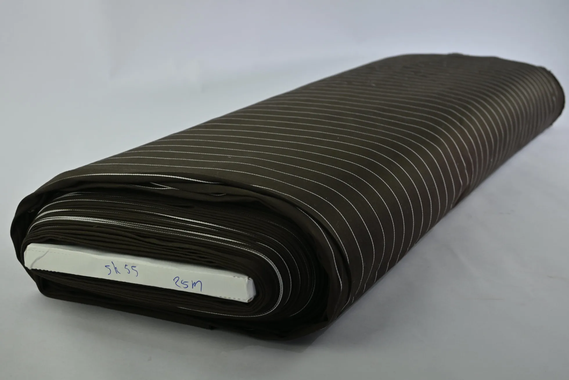Stretch katoen – Donkerbruin gestreept soft touch