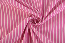 Stretch katoen gestreept – Roze & wit