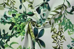 Stretch katoen – Olive on ivory