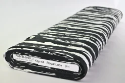 Stretch katoen – Painted lines black & off-white