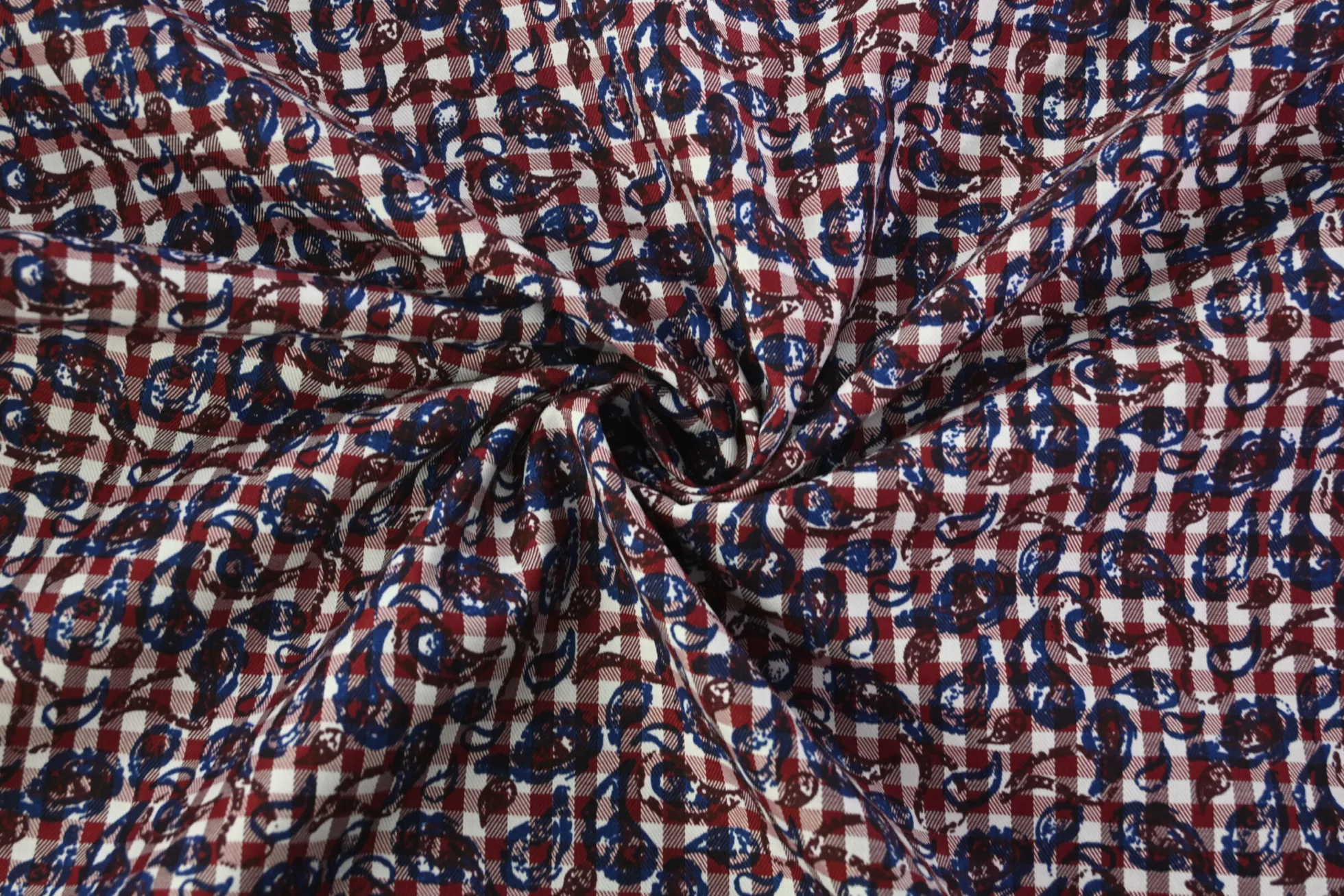 Stretch katoen – Paisley gingham