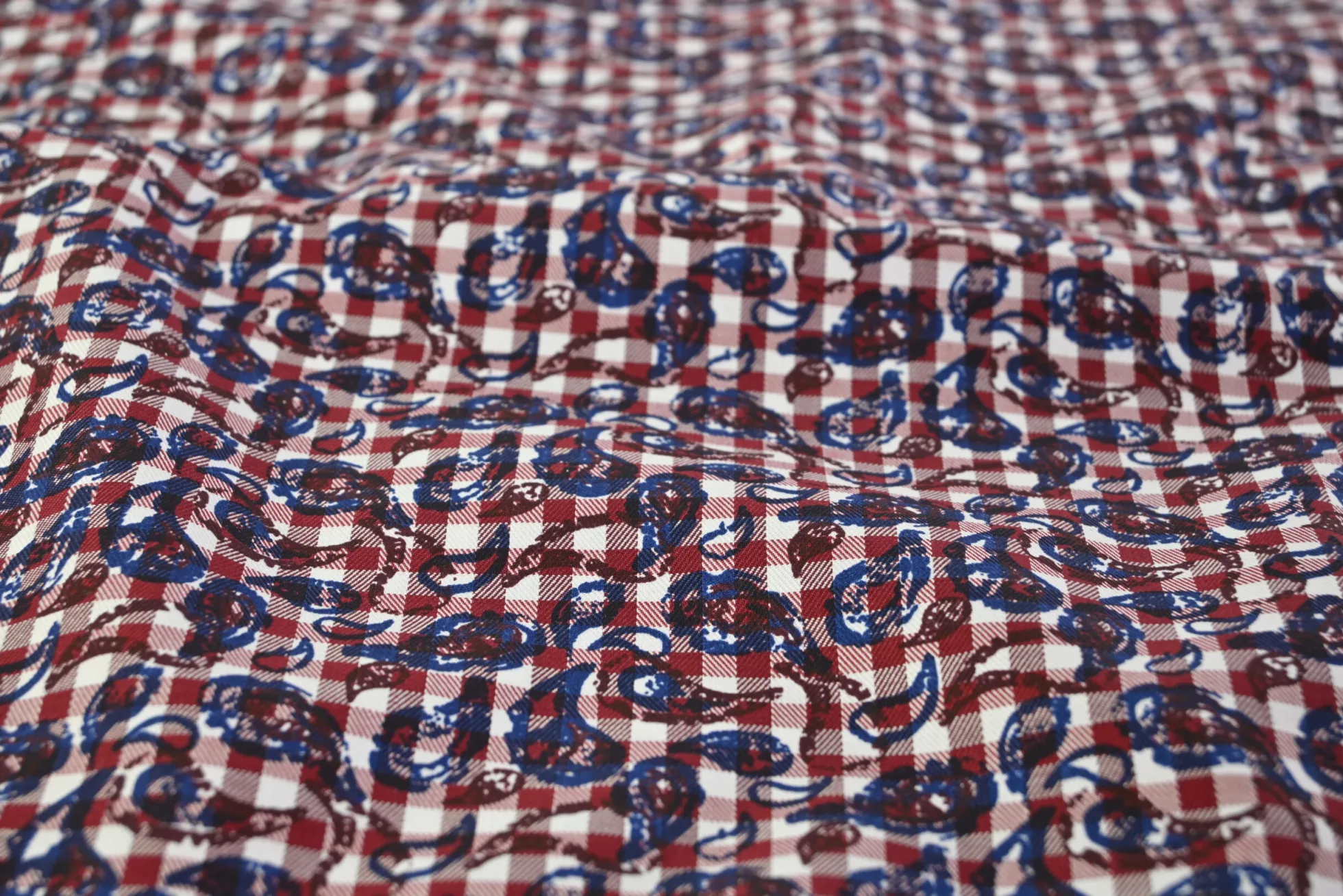 Stretch katoen – Paisley gingham
