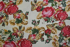 Stretch katoen – Roses on off-white