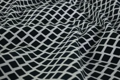 Stretch katoen satijn – Graphic navy