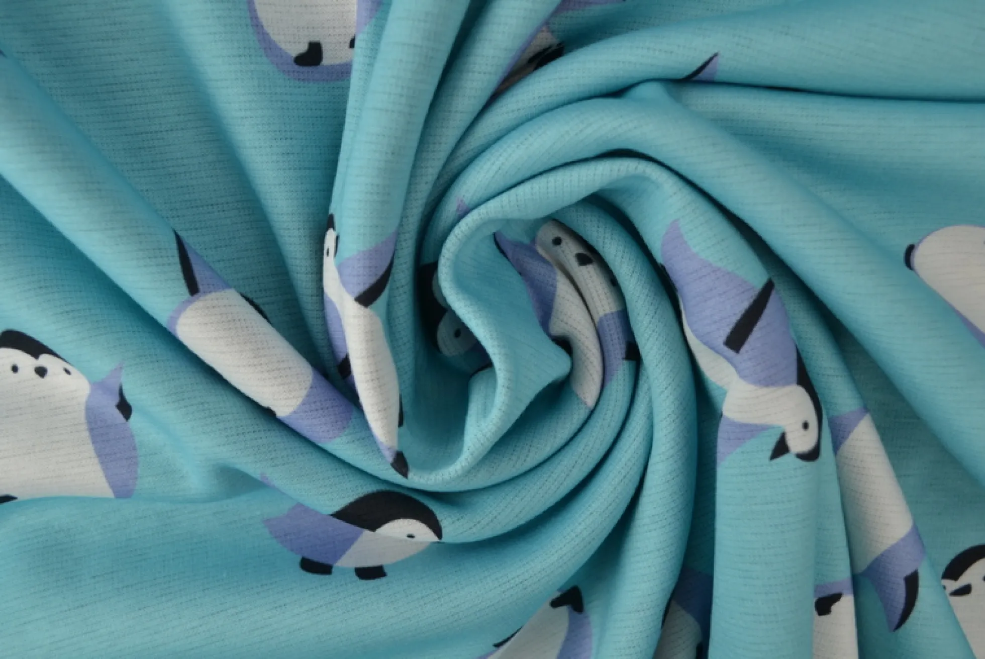 Sweaterstof / Jogging alpenfleece – Pinquïn turquoise