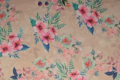 Sweaterstof / Jogging alpenfleece – Bloemen oudroze