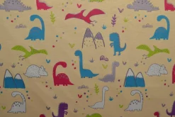 Sweaterstof / Jogging alpenfleece – Dino’s licht okergeel