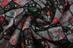 Sweaterstof / Jogging alpenfleece – Floral Mosaic Grey