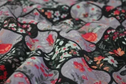 Sweaterstof / Jogging alpenfleece – Floral Mosaic Grey