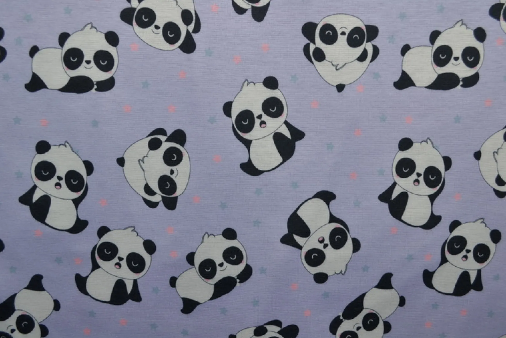 Sweaterstof / Jogging alpenfleece – Panda lavendel