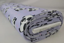 Sweaterstof / Jogging alpenfleece – Panda lavendel