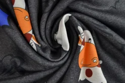 Sweaterstof / Jogging alpenfleece – Koetjes donkergrijs