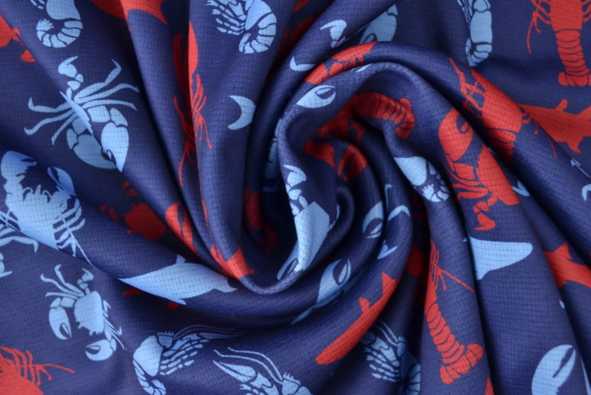 Sweaterstof / Jogging alpenfleece – Zeedieren donkerblauw