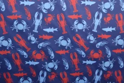 Sweaterstof / Jogging alpenfleece – Zeedieren donkerblauw