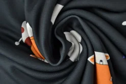 Sweaterstof / Jogging alpenfleece – Koetjes zwart