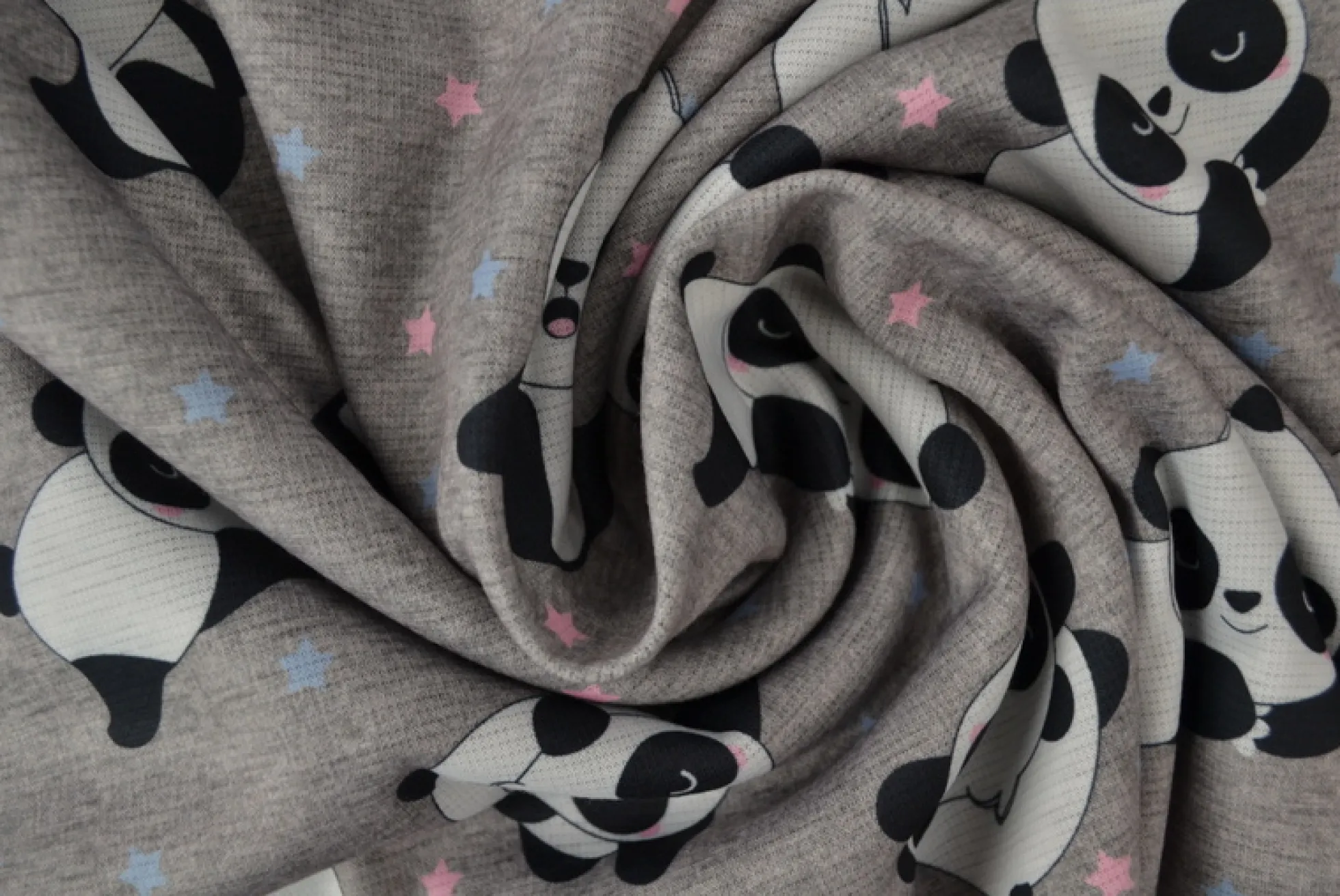 Sweaterstof / Jogging alpenfleece – Panda lichtgrijs
