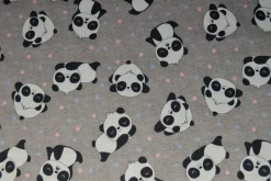 Sweaterstof / Jogging alpenfleece – Panda lichtgrijs