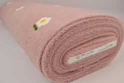Teddy badstof – Bloemetjes oudroze