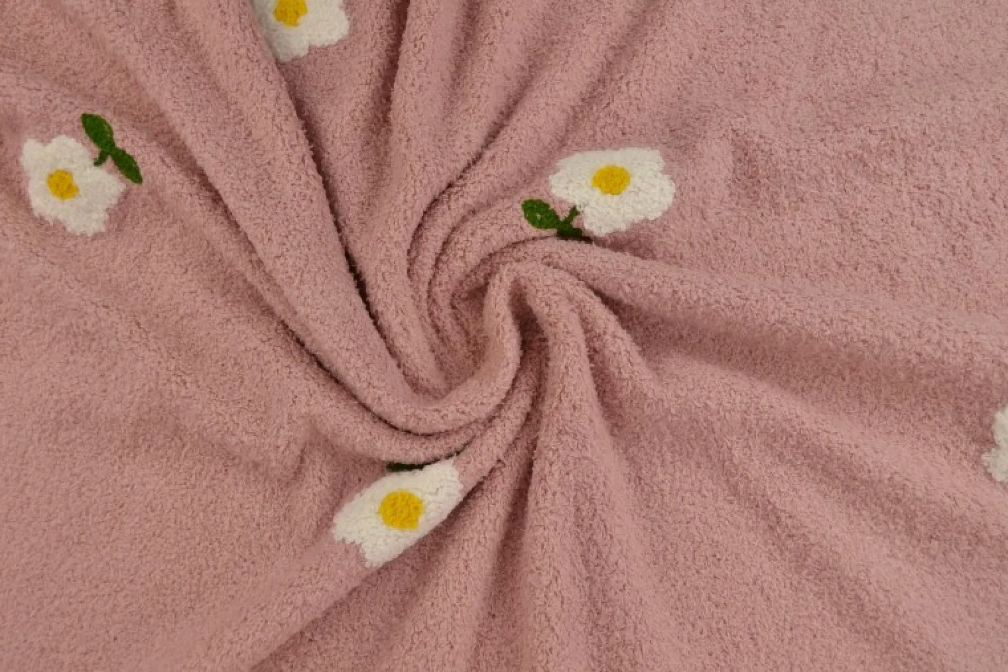 Teddy badstof – Bloemetjes oudroze