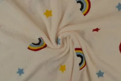 Teddy badstof – Regenbogen & sterretjes gebroken wit