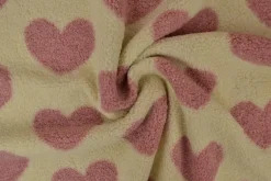 Teddy / borg – Pink hearts on off-white