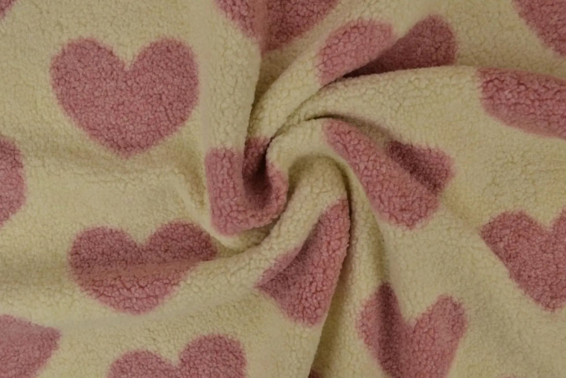 Teddy / borg – Pink hearts on off-white