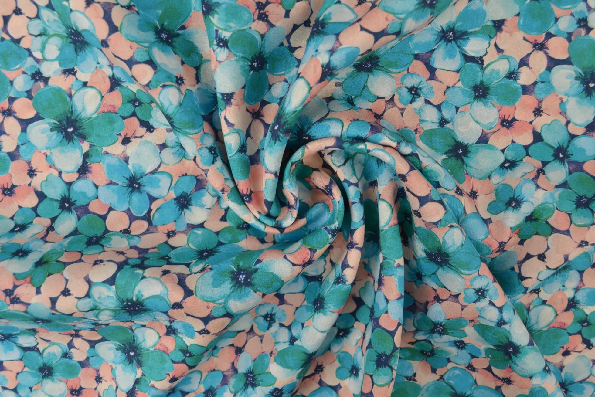 Viscose – Art bloom blue