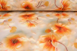 Viscose digitaal – Bright orange blossom