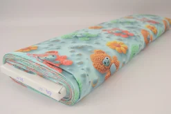Viscose digitaal – Bubble bear turquoise