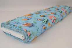 Viscose digitaal – Happy birds aqua