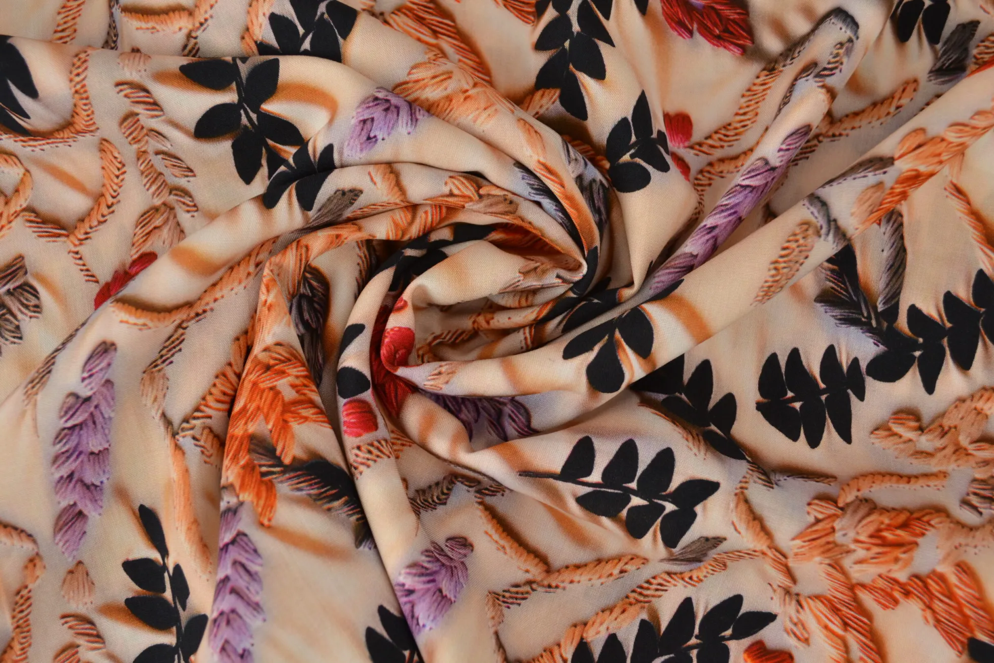 Viscose digitaal – Textured leaves & twig
