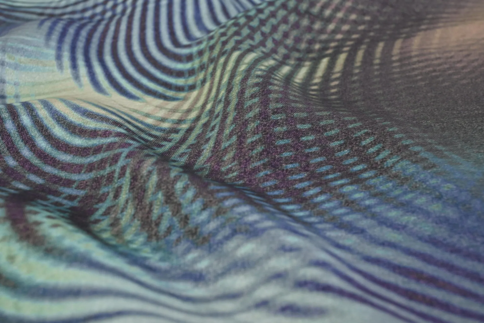 Viscose EcoVero – Glossy waves blue & green