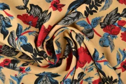 Viscose – Flower branch light beige