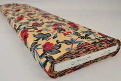 Viscose – Flower branch light beige