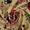 Viscose – Fruity flowers pink and green on beige