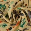 Viscose – Grassy flowers on beige
